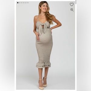 PinkBlush Fitted Self-Tie Maternity Midi Dress